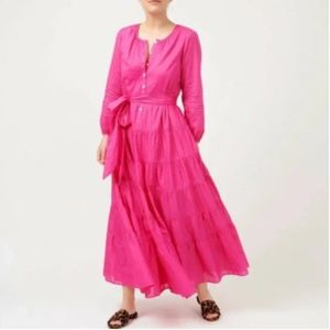 J Crew Hot Pink tiered maxi dress